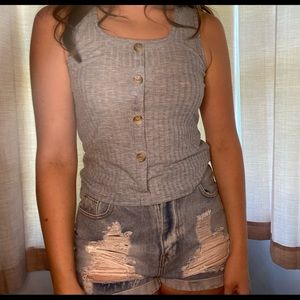 White Fawn Ribbed Tank Top